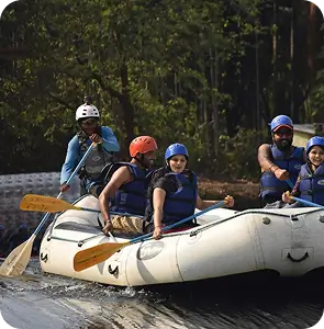 dandeli sky resort customer enjoying dandeli river rafting